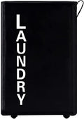 92L Extra Large Rolling Laundry Basket with Leather Handle,Tall Laundry Hamper on Wheels,Laundry Bin,Rolling Laundry Cart Black - color: Black/XXL, size: Super Large 27.5"