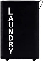 92L Extra Large Rolling Laundry Basket with Leather Handle,Tall Laundry Hamper on Wheels,Laundry Bin,Rolling Laundry Cart Black - color: Black/XXL, size: Super Large 27.5"