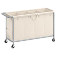 SONGMICS Laundry Basket with Wheels, 4-Section Rolling Laundry Hamper, 68.6 Gallons (260 L), Removable Liner, Steel Frame with Handle, 43.3 x 15.4 x 31.9 Inches, Cream White URLS014W01 - color: Cream White, size: 260 L (4-Section), style: Rectangular with