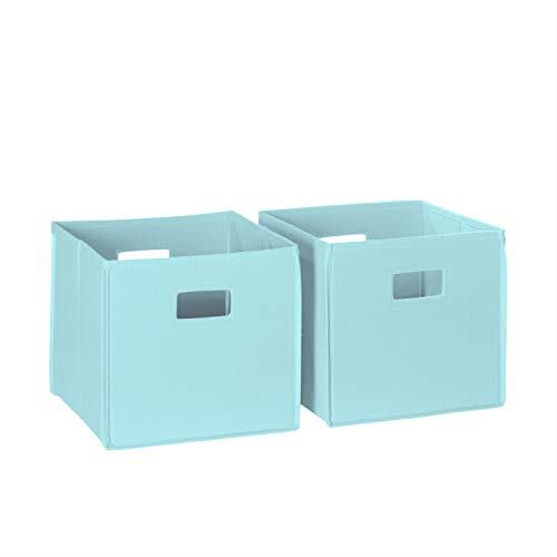 RiverRidge Folding Storage Bins with Handles Aqua Cube Storage Organizer for Closet, Bedroom & Playroom - Closet Organizers and Storage Set of 2 - color: 2 Aqua Bins
