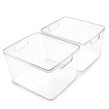 BINO | Plastic Bins, Large - 2 Pack | THE LUCID COLLECTION | Multi-Use| Built-In Handles | BPA-Free | Clear Storage Containers | Fridge Organizer | Pantry & Home Organization - size: 2PK - LARGE