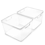 BINO | Plastic Bins, Large - 2 Pack | THE LUCID COLLECTION | Multi-Use| Built-In Handles | BPA-Free | Clear Storage Containers | Fridge Organizer | Pantry & Home Organization - size: 2PK - LARGE
