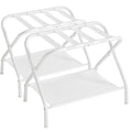 SONGMICS Luggage Racks, Set of 2, Suitcase Stand with Fabric Storage Shelf, for Guest Room, Bedroom, Hotel, Foldable, Holds up to 110 lb, 27.2 x 15 x 20.5 Inches, Cloud White RLR002W02 - color: Cloud White, style: with Shelf