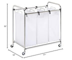 Honey-Can-Do SRT-01235 Heavy-Duty Triple Laundry Sorter, Chrome/White 70 lbs