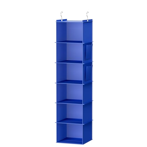 YOUDENOVA Hanging Closet Organizer, 6-Shelf Closet Hanging Storage Shelves, Blue - color: Blue