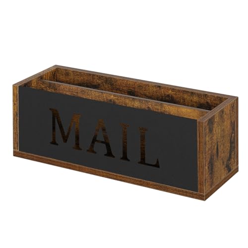 YINMIT Desk Mail Organizer, Wall Mount Mail Holder with 2 Slots, Mail Holder for Desk, Desk Mail Basket, Mail Organizer Countertop, Envelope Holder - color: Rustic Brown - Style B