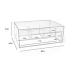 Isaac Jacobs 4-Compartment Clear Acrylic Organizer with Lid (6.7" L x 8.6" W x 3.4" H), Multi-Sectional Tray, Storage Solution for Makeup, School & Office Supplies (3 Small, 1 Large) - size: 3 Small, 1 Large