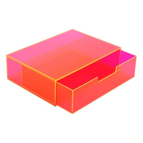 Gelite Acrylic Desk Organizer with Drawer for Makeup Vanity Stackable Desktop Storage Box for Office Supplies, 13.8 x 9.8 x 3.9’’, Neon Pink - color: Neon Pink
