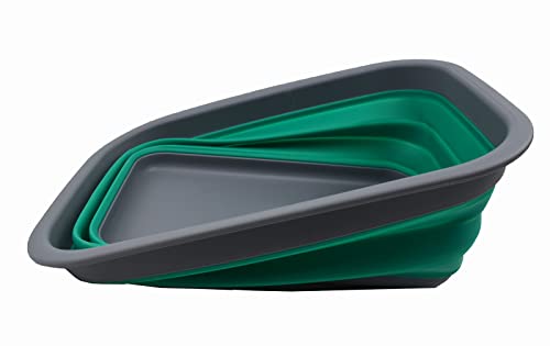 SAMMART 9.2L (2.37Gallon) Collapsible Tub - Portable Outdoor Picnic Basket/Crater - Foldable Shopping Bag - Space Saving Storage Container (M, Dark Grey/Bluish-Green) - color: Dark Grey/Bluish-green
