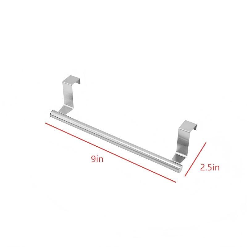 Over The Cabinet Towel Holder - 2 Pack Stainless Steel Door Mount Towel Bar, No Drill Hanger for Kitchen Cabinet & Pantry Organization