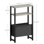 Narrow Side Table, Slim End Table with Magazine Rack, Bedside Table for Small Spaces, 3 Tier Sofa Couch Table Nightstand for Living Room, Bedroom, Oak Grey LET503Q - color: Oak Grey