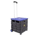 dbest products Quik Cart Pro Wheeled Rolling Crate Teacher Utility with seat Heavy Duty Collapsible Basket with Handle, Blue - color: Blue, style: Pro