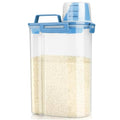 Viretec Rice Airtight Storage Container, 3 to 5Lbs Cereal Dry Food Flour Bin, Pet Dog Cat Food Dispenser with Measuring Cup, BPA Free Clear Plastic Kitchen and Pantry Organization Bin for Sugar, Pasta - color: 3L/Blue