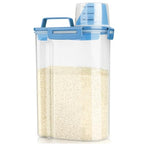Viretec Rice Airtight Storage Container, 3 to 5Lbs Cereal Dry Food Flour Bin, Pet Dog Cat Food Dispenser with Measuring Cup, BPA Free Clear Plastic Kitchen and Pantry Organization Bin for Sugar, Pasta - color: 3L/Blue