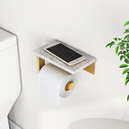 Brushed Gold Toilet Paper Holder with Natural Marble Shelf, 304 Stainless Steel Screw Wall Mounted, Tissue Roll Paper Holder Dispenser for Bathroom Washroom - color: Gold, size: 1 Roll