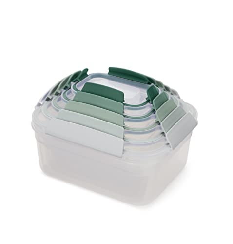 Joseph Joseph Nest Lock, 10 Piece Plastic Food Storage Container set with lids, Leak Proof, Airtight, Space Saving, Kitchen Storage, BPA free - Sage Green - color: Green, size: Rectangular, style: 10pc