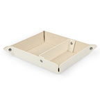Londo Leather Tray Organizer - Practical Lightweight Water Resistant Computer Table Desk Storage Box for Wallets, Watches, Keys, Coins, Cell Phones and Office Equipment - color: White