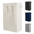 Odonata Slim Laundry Hamper Handles Collapsible Laundry Basket Thin Dirty Clothes Basket Narrow Laundry Bag Foldable Dirty Hamper 45L (Beige) - color: Beige