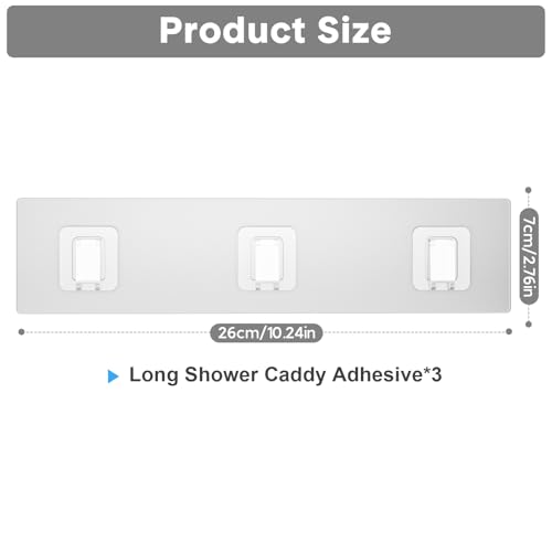 Lsnisni 3 Pack Shower Caddy Adhesive Replacement, Waterproof Shower Shelf Adhesive Strips, Strong Adhesive Flat Hooks for Bathroom Storage Shelves and Kitchen Racks No Drilling, Clear - color: Transparent-3 Pack
