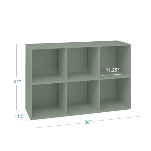 Best Choice Products Kids Bookcase 6-Cube Storage Organizer, 11in Shelf Opening, Bookshelf, Toy Storage, Customizable w/ 3 Removable Back Panels – Sage - color: Sage, size: 6-Cube, 11in Shelf Opening