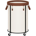 STORAGE MANIAC Rolling Laundry Hamper with Wheels 110L Laundry Basket, Round Laundry Cart with Metal Frame and Removable Bag, Clothes Hamper for Bedroom, Bathroom, Dorm Room, Laundry Room, Beige - color: Beige