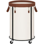 STORAGE MANIAC Rolling Laundry Hamper with Wheels 110L Laundry Basket, Round Laundry Cart with Metal Frame and Removable Bag, Clothes Hamper for Bedroom, Bathroom, Dorm Room, Laundry Room, Beige - color: Beige
