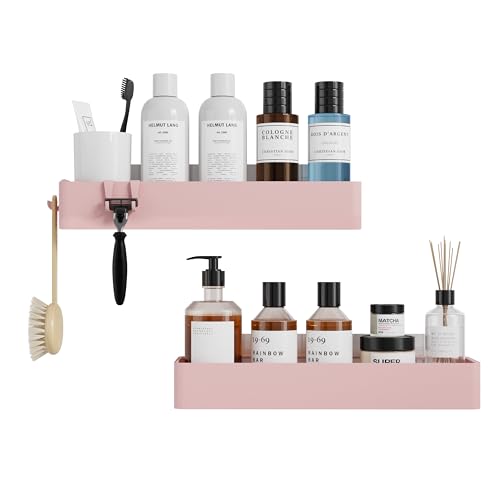 Kitsure Shower Caddy - 2 Pack Adhesive Shower Organizer, Rustproof Metal Shelves, No-Drill Bathroom Organizers and Storage, Pink, XX-Large - color: Pink, size: XX-Large
