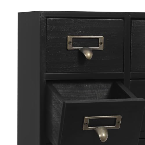 64-Drawer Vintage Wooden Storage Box, Traditiona Desk Apothecary Cabinet with Drawers, vulti Level Countertop Arts Card Catalog Drawer Organizer, Library Card Catalog Storage Cabinet Apothecary, Black