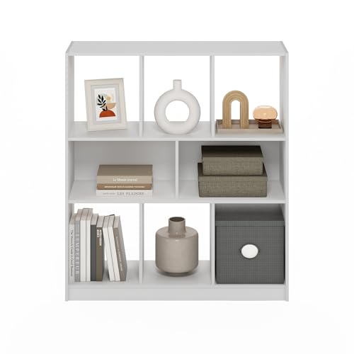 Furinno DALY Book Shelf, 8-Cube Bookshelf, Horizontal Cube Storage Organizer Bookcase, 10.9 x 35.4 x 39.4, for Living Room, Bedroom, Home Office, White - color: White, size: Horizontal, 8-Cube