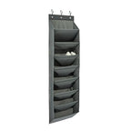 Amazon Basics 8 Tier Over the Door Shoe Organizer, Large Capacity Space Saving Hanging Shoe Storage for Closet and Dorm, Dark Grey