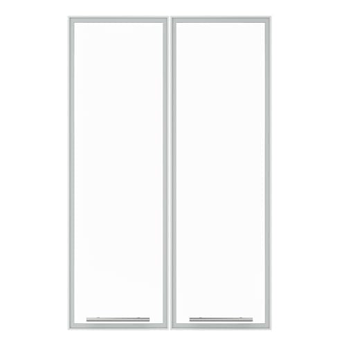 ROOMTEC Modular Closet System Glass Door Pair Set, Shaker-Style Frame Add-On for Double Hanging Units, Tempered Glass Panels, 39.37" H × 31.5" W - size: Framed Glass Door – 31.5"W x 39.37"H