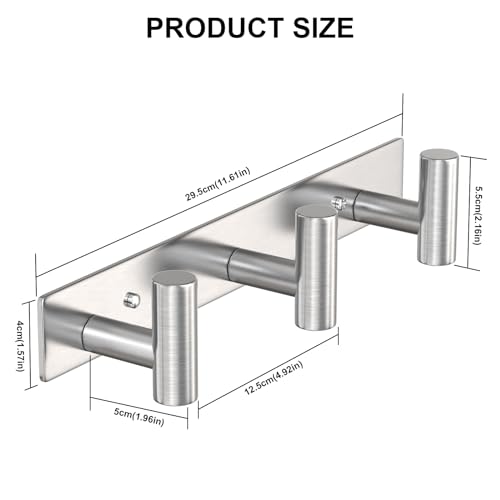 VAEHOLD Silvery Hat and Coat Wall Mount Rack - 3 Hooks for Robes, Bags, Keys, and Towels - Bathroom Towel Hanger Organizer (1 Pack) - color: Silver, size: “T“ Shape 3 Hooks 1 Pack