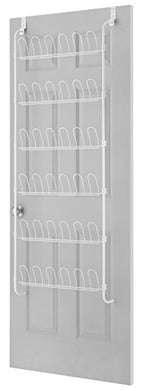 Whitmor 18 Pair Over The Door Shoe Organizer, 6 Tier Hanging Shoe Organizer, Heavy Duty Metal Shoe Holder, Hanging Shoe Rack for Closet Organizer & Storage, 62.8" L x 22.5" W x 5" H, White
