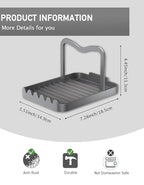 Anti-Rust Metal Spoon Rest with Lid Holder, Heat-Resistant Pot Lid Rest, Multifunctional Spatula Holder While Cooking for Stovetop and Kitchen Counter – Grey - color: Gray