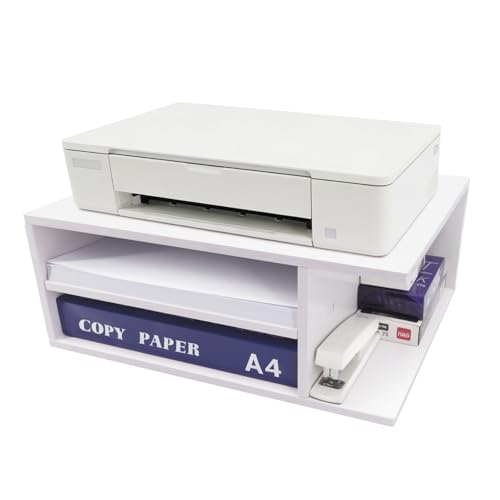 SONGWAY Printer Stand with Storage for Desk - Desktop Printer Shelf, Monitor Stand Riser, Desk Paper Storage Organizer for Home Office