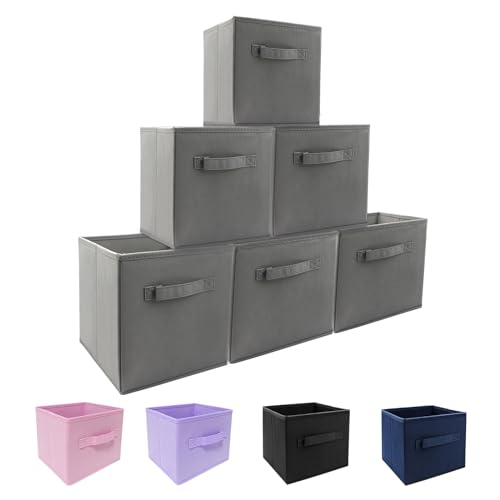 EBIGIC storage bins collapsible storage bins,cube storage organizer (Pack of 6) 9*7.5*7.5inch,For home and office Collapsible Closet Shelf Organizers, Drawer Organizers (Grey) - color: Grey 6Pack, size: 9”x 7.5”x 7.5”