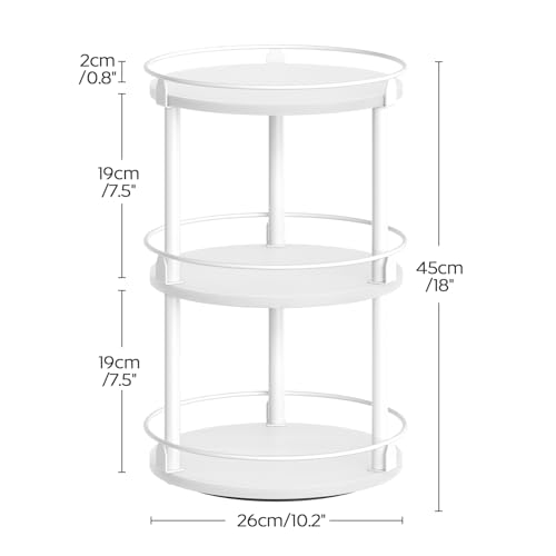 YATINEY Lazy Susan Organizer, Rotating Spice Rack, 3 Tier Spice Turntable Organizer, Industrial Turntable Spice Holder, for Kitchen Countertop and Cabinet, Compact and Versatile, White SR23WW - color: White, size: 10.2"L x 10.2"W x 18"H