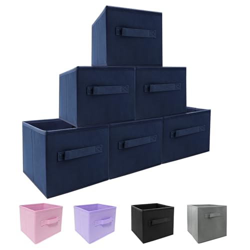 EBIGIC Small Storage Bins,Collapsible Fabric Storage Organizer 9.0"x7.5"x7.5" 6 Pack,Mini Storage Box,fit for closet, living room, bookshelf, Kids clothes and toys storage and organization Blue… - color: Blue 6Pack, size: 9”x 7.5”x 7.5”