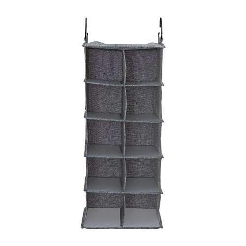 Household Essentials 10 Pocket Hanging Shoe Closet Organizer with Hooks - color: Gray