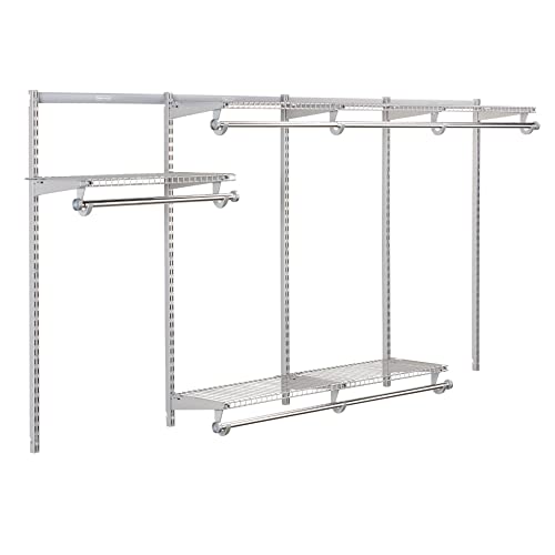 Rubbermaid Configurations Custom Closet Kit 4-8 Ft. Adjustable Metal Wire Shelving Titanium Finish Expandable Organization System Hardware Included for Home Closet/Pantry/Laundry/Mudroom - color: Titanium, size: 4-8 Feet