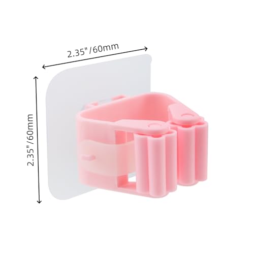 Sscon 5Pcs Self Adhesive Broom Holder Wall Mount Mop and Broom Gripper Holder - Pink