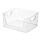 iDesign Stackable Open-Front Storage Bin with Handles for Kitchen, Set of 2, Clear, Made in USA - style: Pack of 2