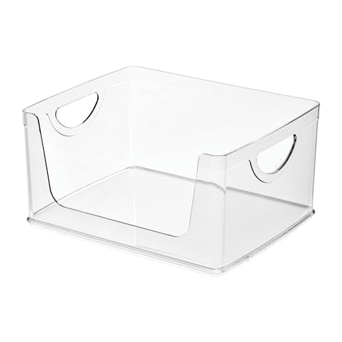 iDesign Stackable Open-Front Storage Bin with Handles for Kitchen, Set of 2, Clear, Made in USA - style: Pack of 2