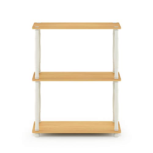 Furinno Turn-N-Tube 3-Tier Compact Multipurpose Shelf Display Rack with Classic Tube, Beech/White - color: Beech/White, size: 3-Tier Classic Tube