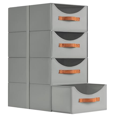 Homsorout Large Closet Organizers - Closet Storage Drawers for Clothes, Fabric Sotrage Bins with Handle, Collapsible Organizer Bins for Bedroom, Living Room, 4 Pack, Gray - color: Gray, size: 16 Inch. - 4 Pack