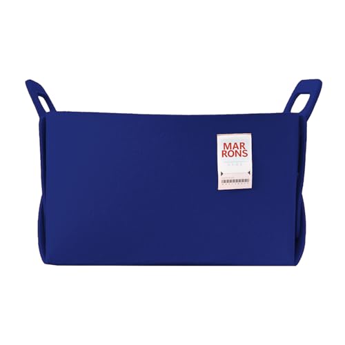 Collapsible Felt BLUE Storage Bin Large 14.6"x9.4"x9.4" – Foldable Basket with Handles for Closet, Laundry Room Organization, Toy Storage, Decorative Storage Bins for Shelves, Nursery Storage - color: BLUE, size: LARGE