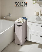 SOLEDI Slim Laundry Hamper with Lid, Narrow Laundry Basket with Removable Bags, Dirty Clothes Hamper with handle, Small Hamper perfect for Laundry room, Bathroom, Bedroom, Small spaces.Light taupe - color: Light taupe, size: 70L