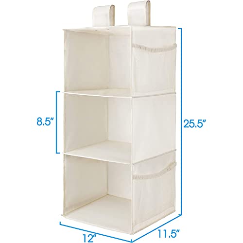 MAX Houser 3-Shelf Hanging Closet Organizers, Collapsible Closet Hanging Shelves for Camper, Nursery Hanging Organizers, Beige, 2-Pack - color: Beige2