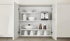 Nxconsu Cabinet Shelf Organizer Wide 10.5" Depth, Expandable Width (13.4"–24.8"), 5-Level Adjustable Height, Metal Kitchen Counter Shelf Riser Spice Rack for Cupboard Pantry Under Sink, White Non-Slip - size: Wide Depth (10.5") - 1 Pack
