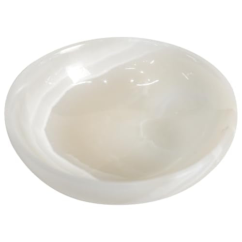 Luxury Decorative Marble Bowl for Home Decoration, White Onyx Key Bowl for Entryway Table, Catchall for Coins, Change, Candy, Organizer Marble Tray - color: Round-White Onyx